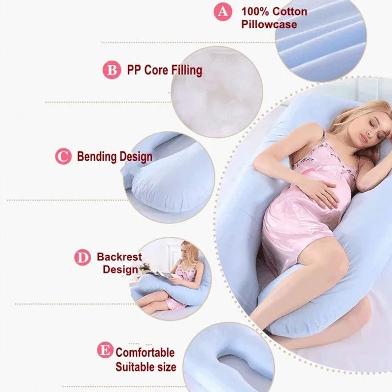 Oreiller de grossesse en forme de U 130x70cm pour confort et soutien – Coussin corporel de maternité pour allaitement et nourrissage