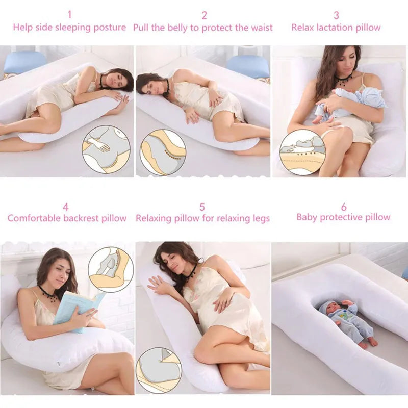 Oreiller de grossesse en forme de U 130x70cm pour confort et soutien – Coussin corporel de maternité pour allaitement et nourrissage
