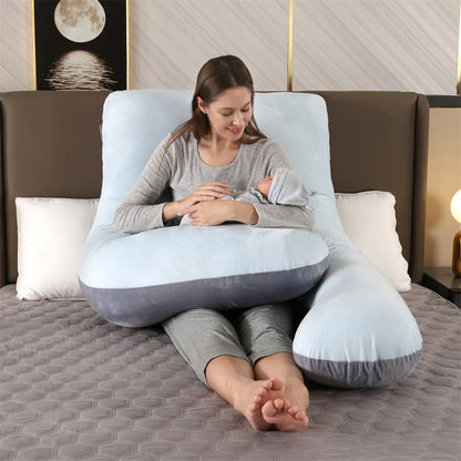 Oreiller de grossesse en forme de U 130x70cm pour confort et soutien – Coussin corporel de maternité pour allaitement et nourrissage