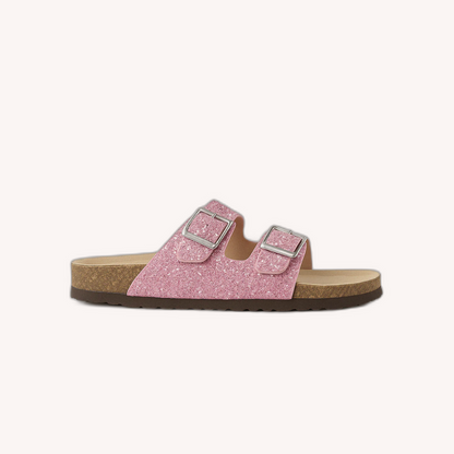 Women's Silver Glitter Sandals Size 38 Synthetic
