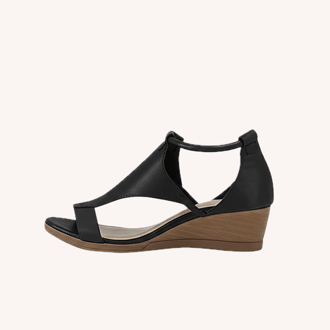 Women's Beige Sandals Size 38 Synthetic Leather with Wedge Heel