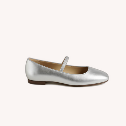 Women's Metallic Ballet Flats Size 38 Synthetic Leather Comfortable