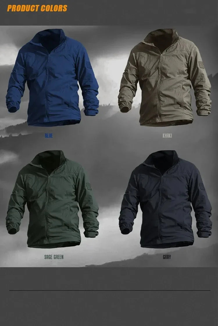 Lightweight Men's Tactical Polyester Jacket with Hood – Ideal for Summer