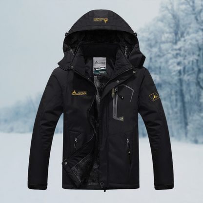 Veste coupe-vent d'hiver pour homme avec doublure en fausse fourrure et capuche amovible