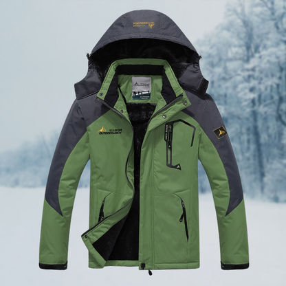 Veste coupe-vent d'hiver pour homme avec doublure en fausse fourrure et capuche amovible