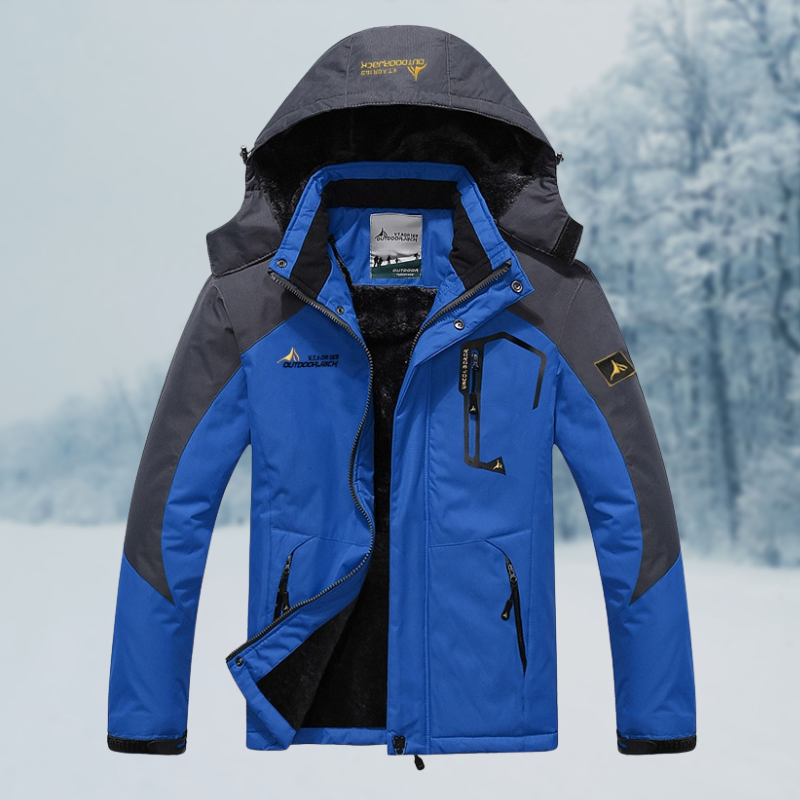 Veste coupe-vent d'hiver pour homme avec doublure en fausse fourrure et capuche amovible