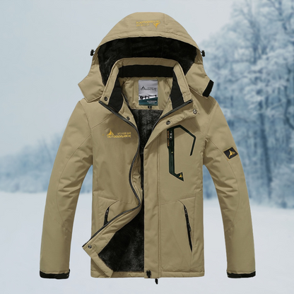 Veste coupe-vent d'hiver pour homme avec doublure en fausse fourrure et capuche amovible