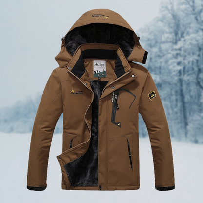 Veste coupe-vent d'hiver pour homme avec doublure en fausse fourrure et capuche amovible