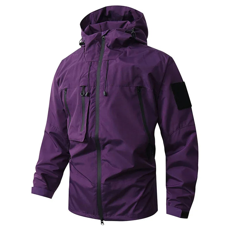 Waterproof Hiking Jacket for Men with Hood – Oversize Polyester