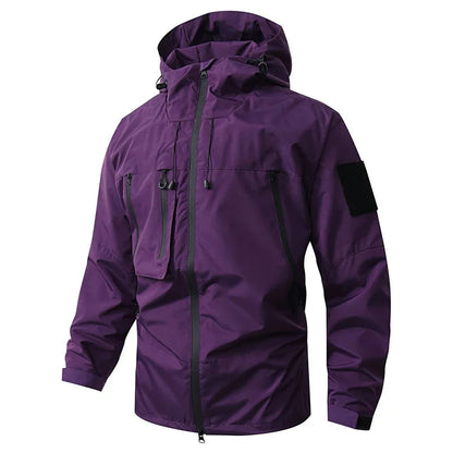 Waterproof Hiking Jacket for Men with Hood – Oversize Polyester