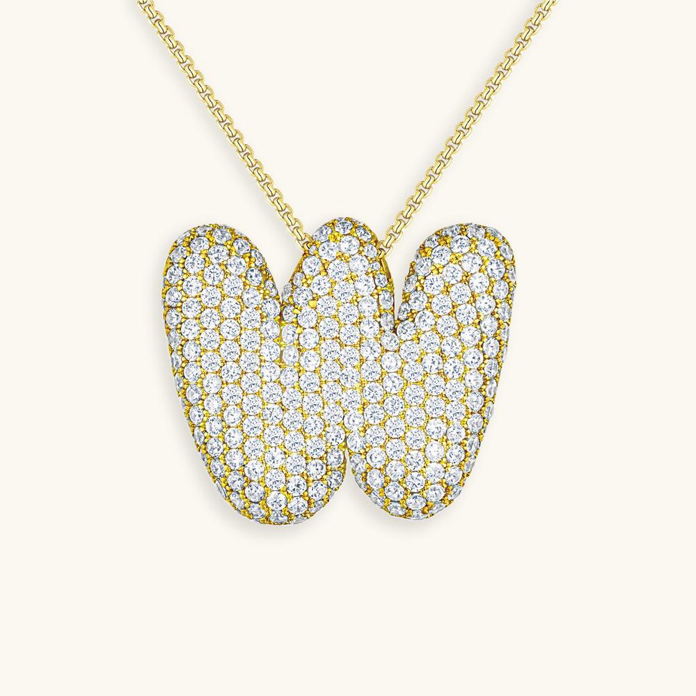 Variant image for Collier Femme Or 18 Carats avec Pendentif Initial et Diamant Simulant 18 pouces-23