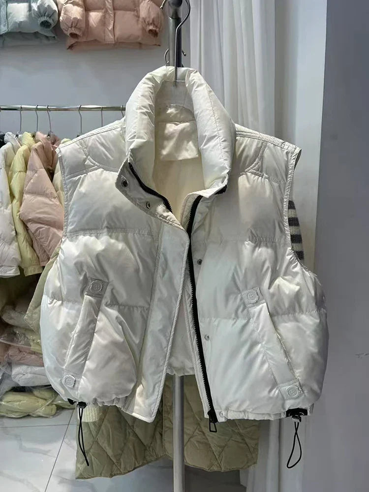 Wanda Down Vest | Stand Collar, Duck Down