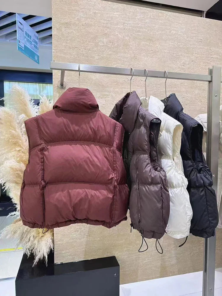 Wanda Down Vest | Stand Collar, Duck Down