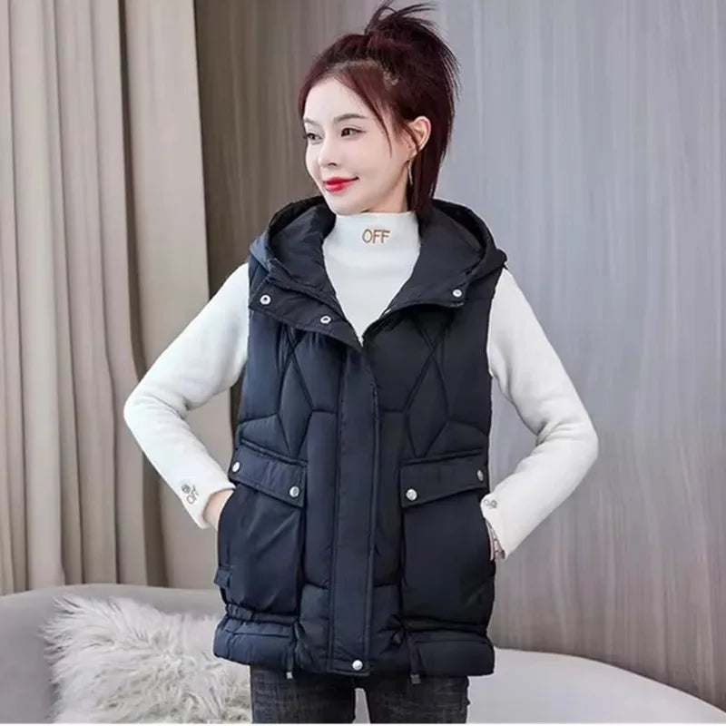 Wanda Puffer Vest | Hooded, Mid-Length, Insulated