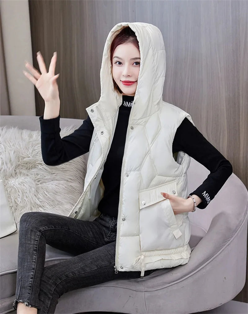 Wanda Puffer Vest | Hooded, Mid-Length, Insulated