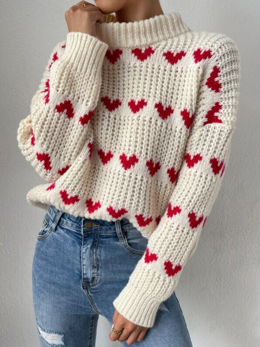 Wanda Pullover | Chunky Knit, Heart Jacquard