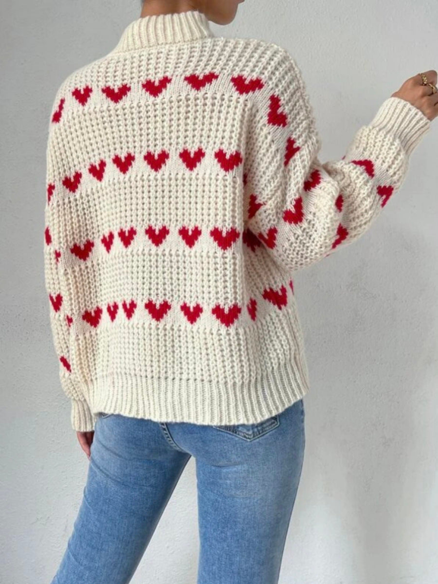 Wanda Pullover | Chunky Knit, Heart Jacquard