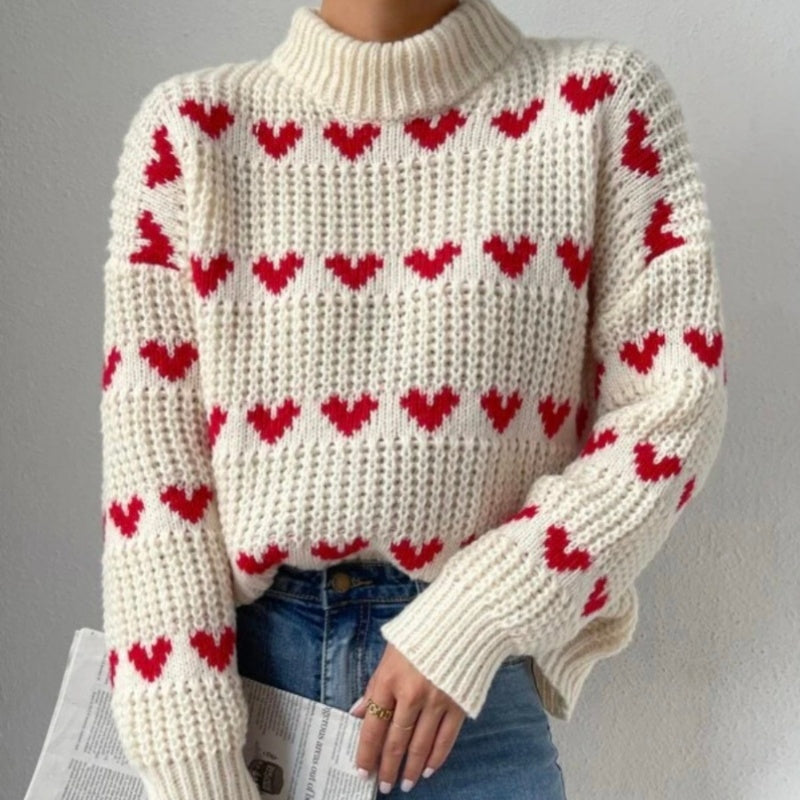 Wanda Pullover | Chunky Knit, Heart Jacquard