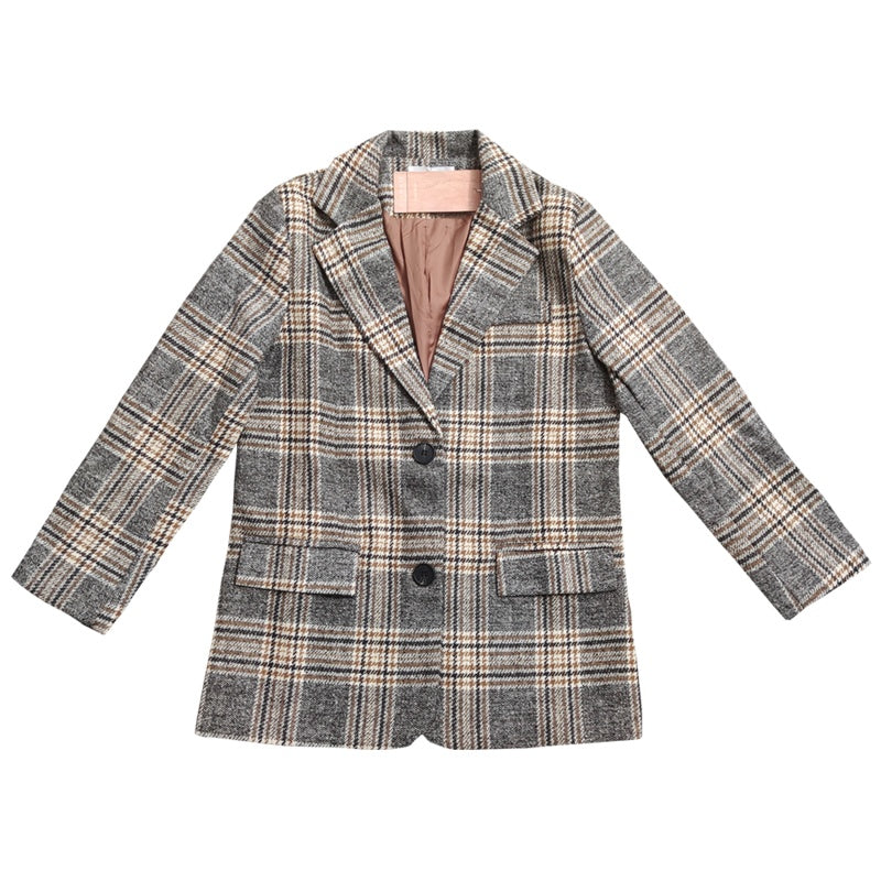 Wanda Short Coat | Belted Plaid Wool