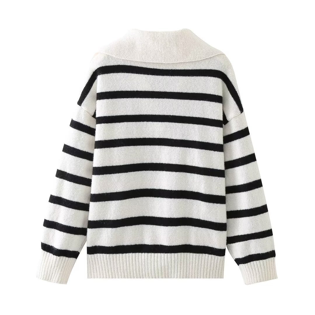 Wanda Striped Sweater | V-Neck, Relaxed Fit