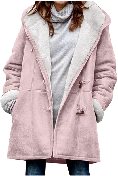 Wanda Winter Jacket | Hooded, Faux-Suede