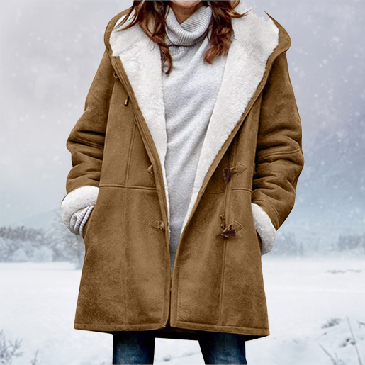 Wanda Winter Jacket | Hooded, Faux-Suede