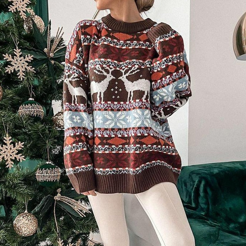 Wanda Women's Sweater | Oversized Knit with Fair Isle Design