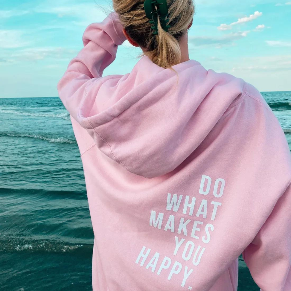 Sweat à capuche Wendy | Tricot doux brossé, texte inspirant au dos