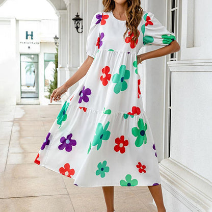 Robe mi-longue élégante pour femme avec manches courtes – Sophistiquée et polyvalente pour toutes les occasions