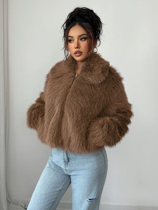 Willa Long Coat Women | Plush Faux Fur, Boxy Fit Winter Overcoat