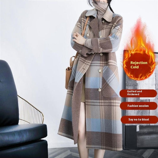 Willa Wool Coat | Oversized Double-Breasted, Mid-Length, Checked Design