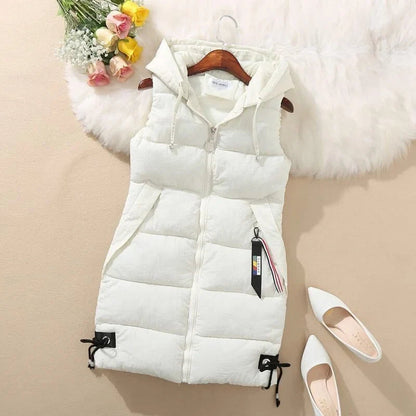 Wina Puffer Vest | Long Quilted, Cozy Cotton Shell