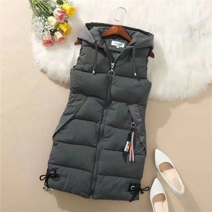 Wina Puffer Vest | Long Quilted, Cozy Cotton Shell