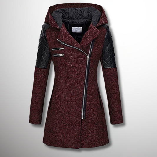 Wina Winter Coat | Asymmetric Zip, Cotton Blend