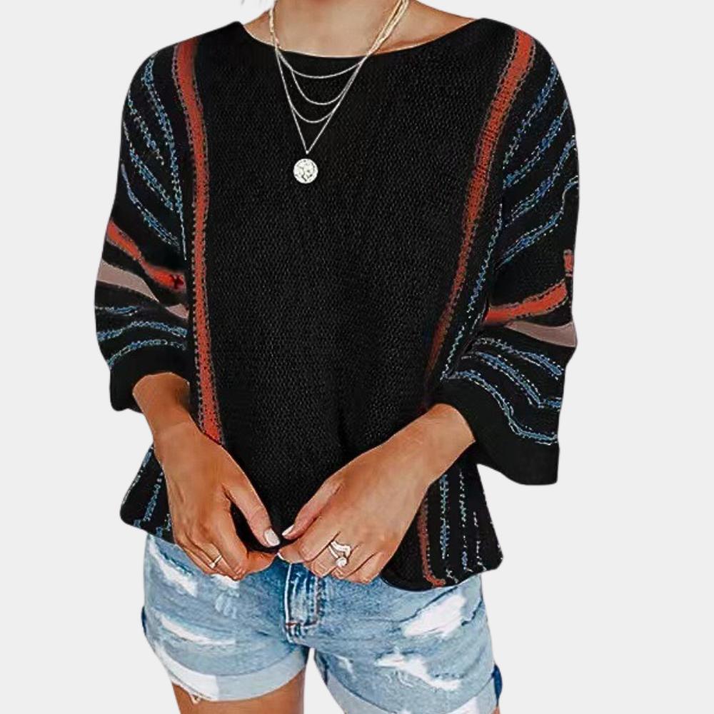 Pull tricoté rayé pour femmes Loose, léger – Confortable, décontracté et élégant, tissu doux, idéal pour toutes les saisons