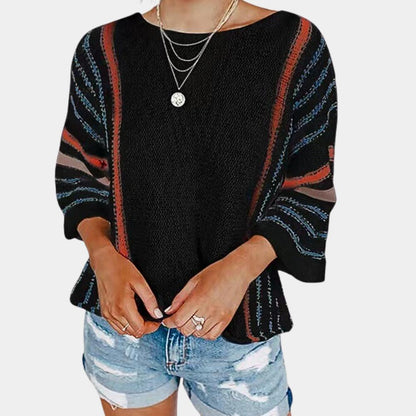 Pull tricoté rayé pour femmes Loose, léger – Confortable, décontracté et élégant, tissu doux, idéal pour toutes les saisons