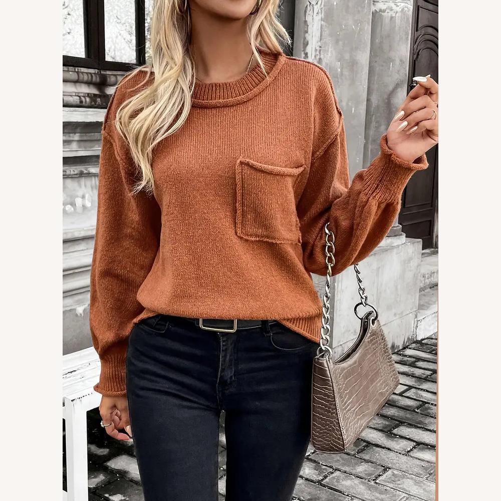 Pull en maille douce surdimensionné avec poche avant – Confortable et élégant pour l'automne et l'hiver