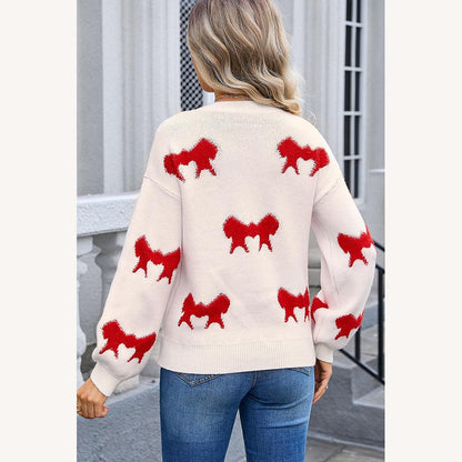 Pull doux en tricot avec motifs de nœuds – Coupe ample et confortable pour un style féminin décontracté