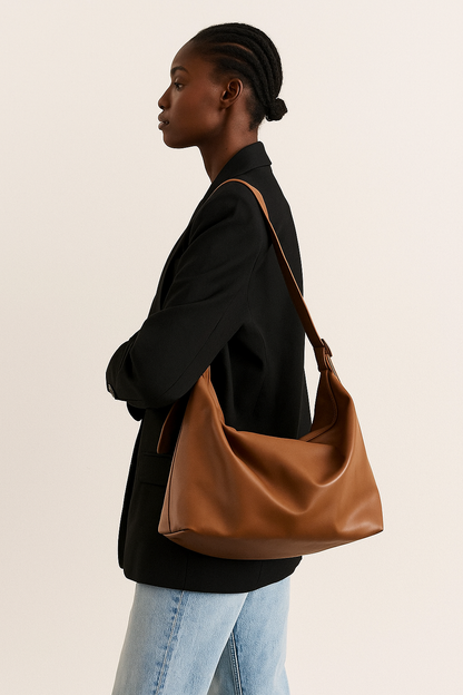 Sac à bandoulière en cuir noir pour femme – Élégant et pratique pour toutes les occasions, design réglable et spacieux
