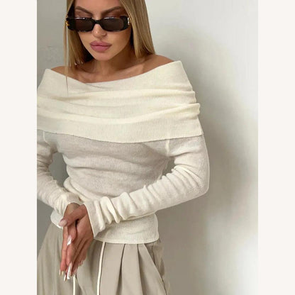 Haut féminin élégant dos nu en tricot côtelé – Haut féminin blanc chic et confortable