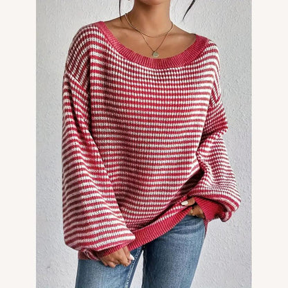 Pull ample pour femme en maille douce avec motif à carreaux – Confort et élégance pour l'hiver