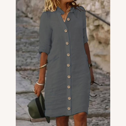 Robe mi-longue élégante boutonnée pour femmes en tissu léger – Style décontracté et confort optimal