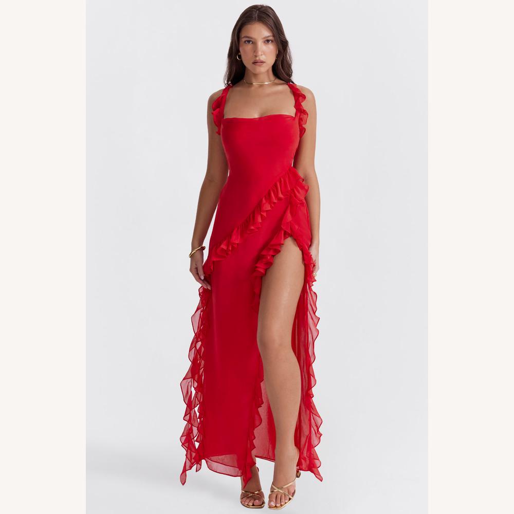 Robe longue élégante et fluide pour femme - Élégance naturelle pour toutes les occasions, tissu doux et confortable