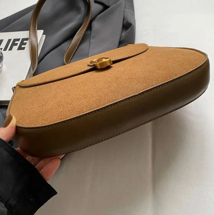 Sac d'épaule pour femme en cuir suédé synthétique avec bretelles réglables – Élégant et pratique pour un usage quotidien