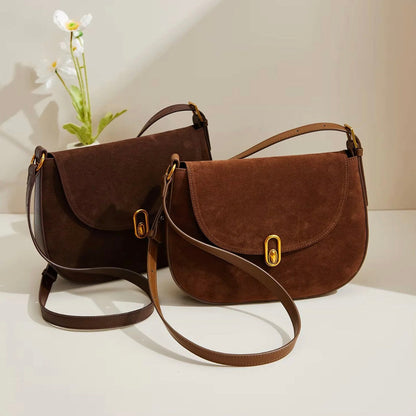 Sac d'épaule pour femme en cuir suédé synthétique avec bretelles réglables – Élégant et pratique pour un usage quotidien