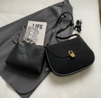 Sac d'épaule pour femme en cuir suédé synthétique avec bretelles réglables – Élégant et pratique pour un usage quotidien