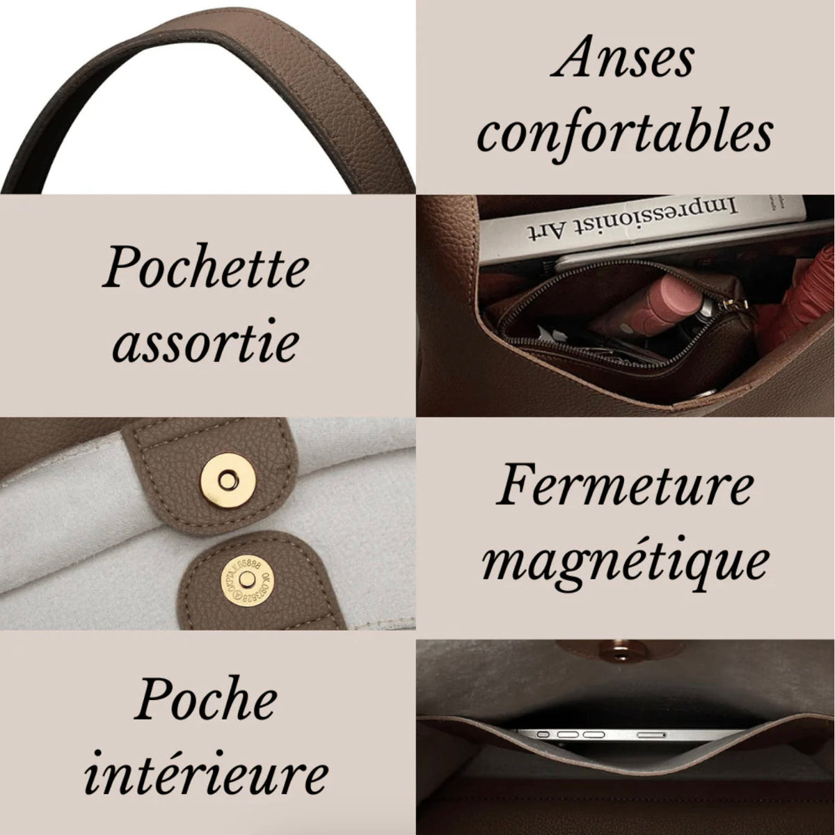 Sac Hobo pour Femme en Cuir Végétal Élégant avec Intérieur Polyvalent – Design Chic et Résistant pour Toutes Occasions