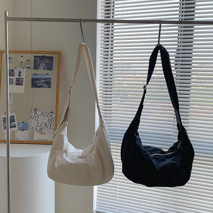 Grand sac d'épaule pour femme en nylon résistant avec bandoulière réglable – Sac décontracté ultra-léger pour un usage quotidien