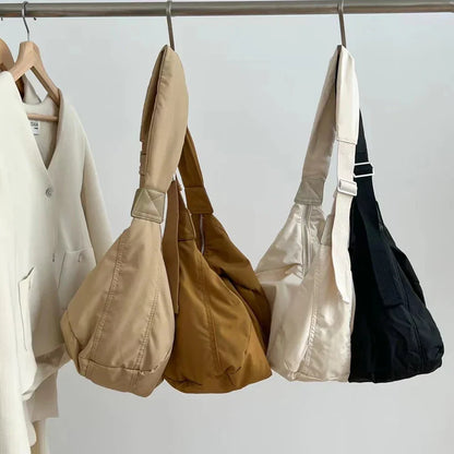Grand sac d'épaule pour femme en nylon résistant avec bandoulière réglable – Sac décontracté ultra-léger pour un usage quotidien