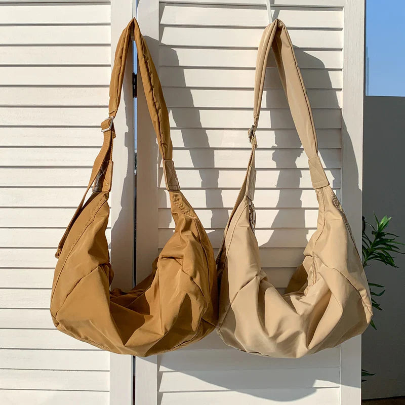 Grand sac d'épaule pour femme en nylon résistant avec bandoulière réglable – Sac décontracté ultra-léger pour un usage quotidien
